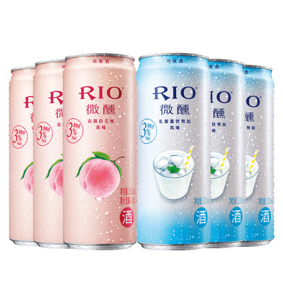 vivo赠品-锐澳(RIO)洋酒 鸡尾酒 预调酒 乳酸菌+白桃味330ml*6 单拍不发 保质期:18个月