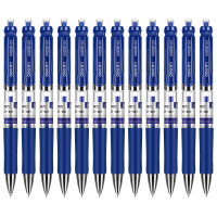 自营 新品 得力(deli)S01黑红色0.5mm按动中性笔水笔经典办公签字笔 12支盒