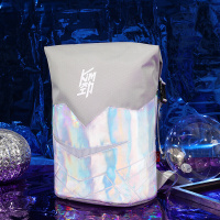 oiwaskim 爱华仕双肩包男电脑背包潮流书包潮流酷炫学生大容量休闲外出旅游包时尚镭射包 KCB4819银色