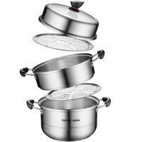 苏泊尔(SUPOR)304不锈钢三层蒸锅26cm复底汤锅三层蒸屉大蒸笼电磁炉蒸馒头锅EZ26TS01