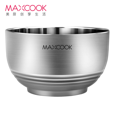 美厨（maxcook）304不锈钢碗 汤碗双层隔热餐具面碗16CM MCWA107