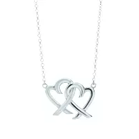 TIFFANY&CO.蒂芙尼925银PALOMA PICASSO系列银色镂空双心吊坠项链