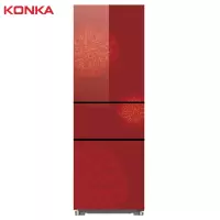 康佳(KONKA)192升 三门三开门冰箱 家用多门电冰箱 小冰箱 钢化玻璃面板 三门三温 红BCD-192MT-BH