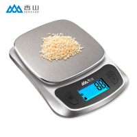香山厨房秤电子秤0.1高精度克秤家用烘焙秤不锈钢拉丝秤面珠宝秤 至尊版(背光5kg大称量 0.1克高精度)