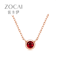 佐卡伊 波点 18K玫瑰金红宝石项链时尚简约锁骨链彩宝宝石项坠本命年礼物