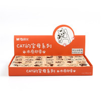 晨光Cat的字母木质印章（正方形）可爱萌趣DIY动物卡通印图案木质印章组合 QYZ975B6 28块整盒装