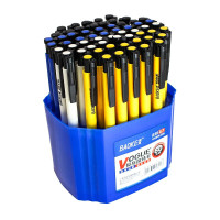 宝克圆珠笔按压式可爱创意韩国彩色按动办公小学生笔芯批发蓝色中油笔学生文具教师用红色笔0.7mm 蓝色120支带底座