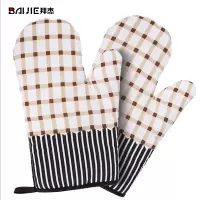 烘焙工具用品隔热棉手套加厚耐高温防烫煲汤微波炉烤箱烤炉烘焙用手套 方格烘培手套2只装 WSP-12