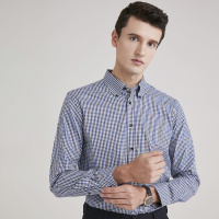 雅戈尔全棉清新修身男士衬衣男士长袖衬衫