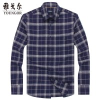 雅戈尔男士长袖衬衫秋冬季新款商务休闲纯棉绒面修身柔软衬衣1448