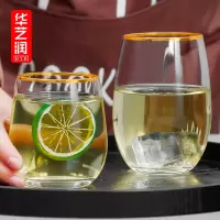 玻璃杯创意金边果汁奶茶杯家用透明喝水杯牛奶杯