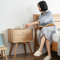 掌上明珠 北欧实木床头柜CTG-6617