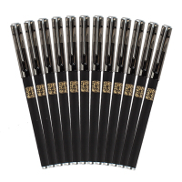 晨光(M&G)文具0.5mm黑色中性笔 孔庙祈福系列软胶护套全针管签字笔碳素黑水笔 12支/盒 AGPB8401 黑色