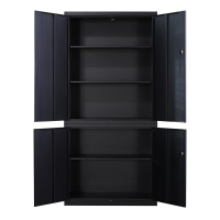 洛克菲勒 办公柜文件柜铁皮柜子黑色不等分双节文件柜