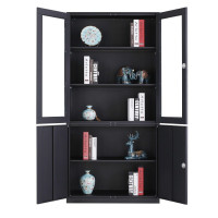 洛克菲勒 黑色分体器械文件柜 铁皮柜办公柜档案柜带锁