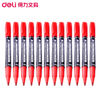 得力 6824 小双头记号笔 (红色) 思达(支)1马克笔 油性笔 水笔 [60支起订]