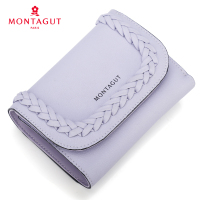 梦特娇女钱包真皮短款 小钱包编织装饰 新品时尚百搭小清新牛皮钱夹正品