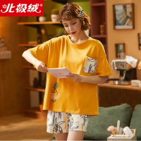 北极绒(Bejirog)睡衣女夏季纯棉短袖短裤可爱日系夏天两件套装薄款春秋大码家居服