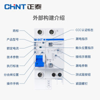 正泰家用断路器漏电保护开关C63A带漏电保护器漏保2P (金辉物业定制)