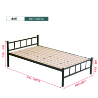 [一鹏]床铁艺木板床单层员工宿舍床成人公寓床木板床