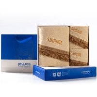 洁玉 FR03-092-1 纯棉不掉毛提缎刺绣套巾礼盒 洗脸巾毛浴巾三套装(单位:套)