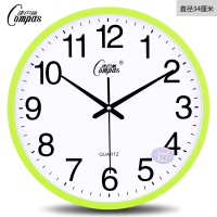康巴丝(Compas)14英寸静音挂钟客厅简约时尚卧室时钟壁挂表现代创意石英钟 14英寸(直径35.5厘米) 绿色