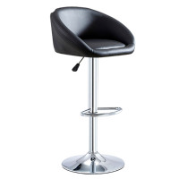 Aibik曾皇黑色金属圆盘皮革升降旋转吧台椅80-60cm调节