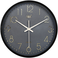 康巴丝(Compas)钟表挂钟客厅圆形宜家创意时钟挂表简约现代静音电子石英钟 14英寸(直径35.5厘米) 全黑色