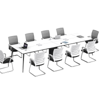 洛克菲勒 办公家具会议桌长桌简约现代小型板式培训桌长方形办公桌椅长条桌(含10把椅子)3.6米