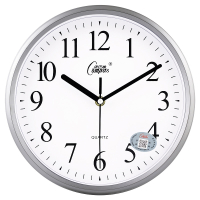 康巴丝(Compas)静音挂钟时尚挂钟卧室客厅办公现代时钟表简约创意石英钟表 10英寸(直径25.5厘米) 灰色