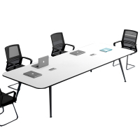 洛克菲勒 办公家具会议桌长桌简约现代小型板式培训桌长方形办公桌椅长条桌(含6把椅子)1.8米