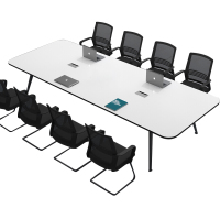 洛克菲勒 办公家具会议桌长桌简约现代小型板式培训桌长方形办公桌椅长条桌(含10张椅子)3.2米