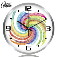 康巴丝(Compas)时尚客厅挂钟创意炫彩钟表静音大壁钟卧室时钟石英钟挂表 14英寸(直径35.5厘米) 白色
