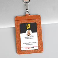 UBIZ L77 头层牛皮真皮工作牌厂牌工牌卡套学生证件包卡套+挂绳 棕色 （单位：套）