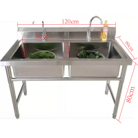 厨房商用简易不锈钢水槽带支架水池洗菜盆洗碗池双槽