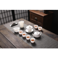 拓牌 11头羊脂玉瓷--明心(高档真皮皮箱包装)(QH)