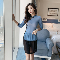 浅眸 性感古典情趣内衣女学生透视旗袍款开叉长裙肚兜职业套装女性民国学生角色扮演制服夜店诱惑调情成人用品女式情趣睡衣自营