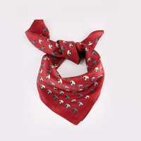 莎莎围巾 春季新款缎面真丝小方巾衬衣领巾空姐通勤百搭 熊猫头红色