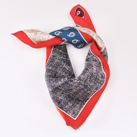 莎莎围巾 春季新款缎面真丝小方巾衬衣领巾空姐通勤百搭 乱中有序红色