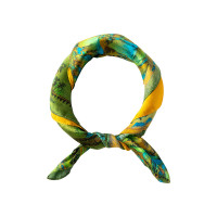 莎莎围巾 春季新款缎面真丝小方巾衬衣领巾空姐通勤百搭 江山如画