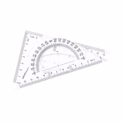 得力(deli) 6415 三角尺教学塑料三角尺大绘图三角板透明三角板尺子 13cm有效刻度 10把装