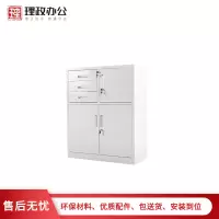 [理政]钢制矮柜 铁皮文件柜 钢制文件柜 偏三斗落地档案柜 小柜