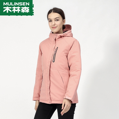 [直营]木林森(MULINSEN)户外骑行防风滑雪服女加厚加棉防水登山服男外套情侣款发热风衣外套