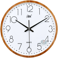 康巴丝(Compas)钟表挂钟客厅圆形宜家创意时钟挂表简约现代静音电子石英钟 14英寸(直径35.5厘米) 原木色 白盘