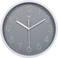 康巴丝(Compas)钟表挂钟客厅圆形宜家创意时钟挂表简约现代静音电子石英钟 14英寸(直径35.5厘米) 灰色款
