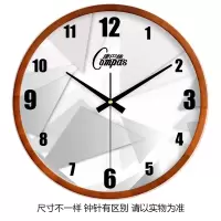 康巴丝Compas欧式挂钟家用客厅石英钟简约时钟时尚创意卧室实木电波钟表 11英寸(直径28厘米) 石英钟007咖木色