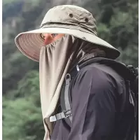 DUSENNNA(杜森纳)凉帽男防晒帽户外速干太阳帽防泼水遮脸遮阳帽浅灰色(单位:顶)