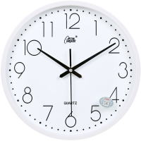 康巴丝(Compas)钟表挂钟客厅圆形宜家创意时钟挂表简约现代静音电子石英钟 14英寸(直径35.5厘米) 白色款