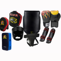 训练博击格斗护具护头护胸护腿护裆拳击手套护具散打护具套装 八件套 （红蓝黑颜色可选 请联系客服）
