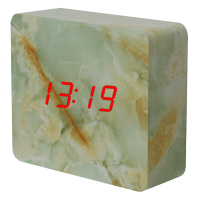 康巴丝(Compas)闹钟 客厅床头LED创意静音声控夜光电子时钟时尚木质钟表 HX-0811大理石纹